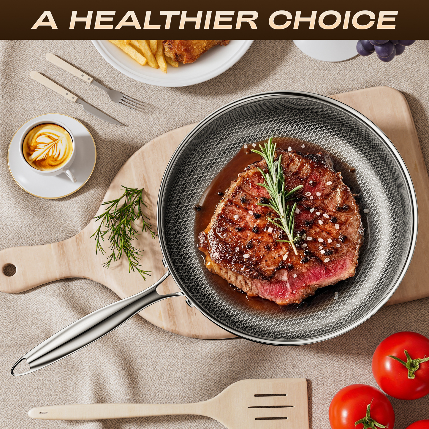 ZEROPAN Non-Toxic Non-Stick Professional Cookware, Deep Frying Pans Nonstick with Lid，Hybrid Nonstick Deep Sauté Pan, Stay-Cool Handle, Deep Frying Pan Dishwasher-Friendly, Oven-Safe Up to 500°F, Compatible with All Cooktops