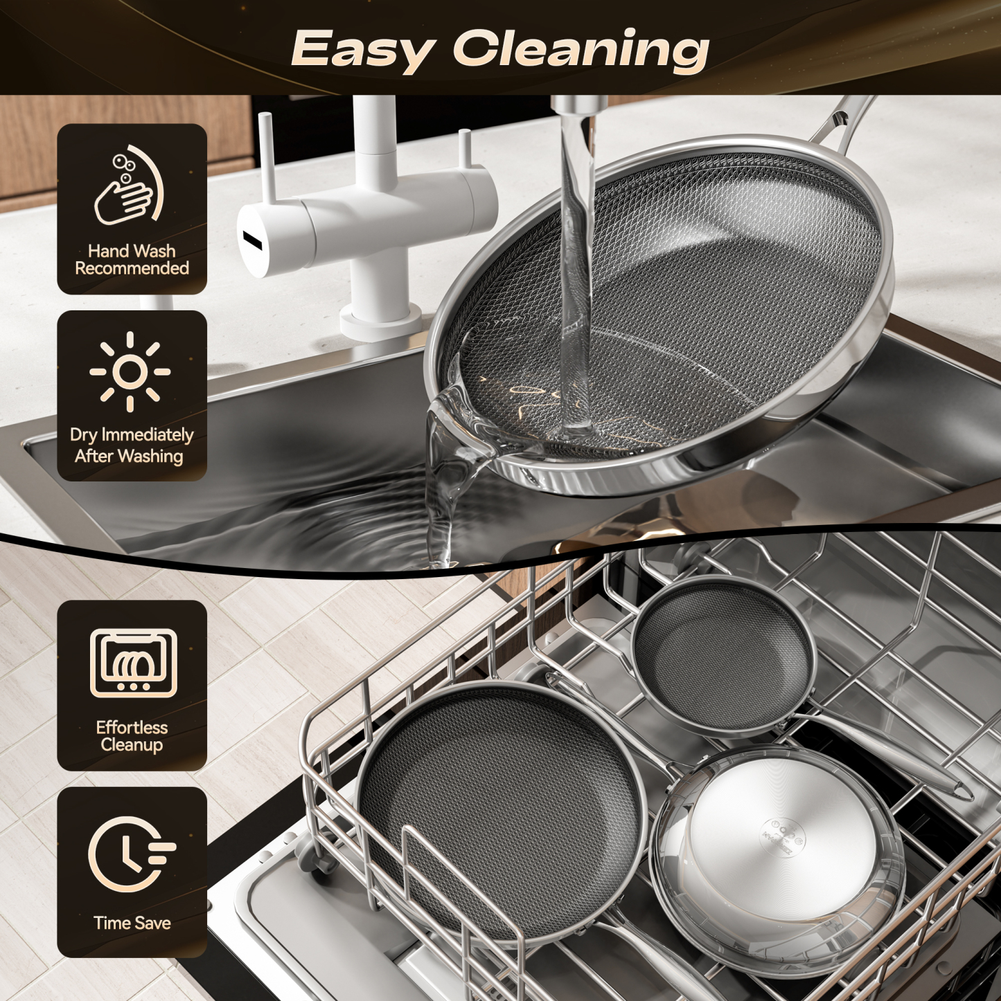 ZEROPAN Hybrid Nonstick Frying Pan, Non-Toxic Non-Stick Professional Cookware, Non stick Frying Pan, Stay-Cool Handle, Dishwasher-Friendly, Oven-Safe Up to 500°F, Induction Ready, Compatible with All Cooktops, PFAS PFOA PTFE Free