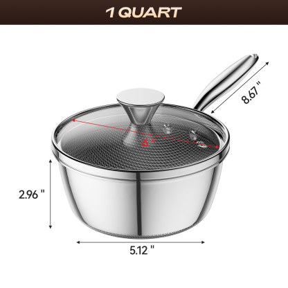 ZEROPAN Non-Toxic Non-Stick Professional Cookware, Hybrid Nonstick Stainless Steel Stockpot, Stainless Steel Stock pot with Glass Lid, Dishwasher-Friendly, Oven-Safe Up to 500°F, Non-stick Soup Pot Compatible with All Cooktops, Stay-Cool Handle