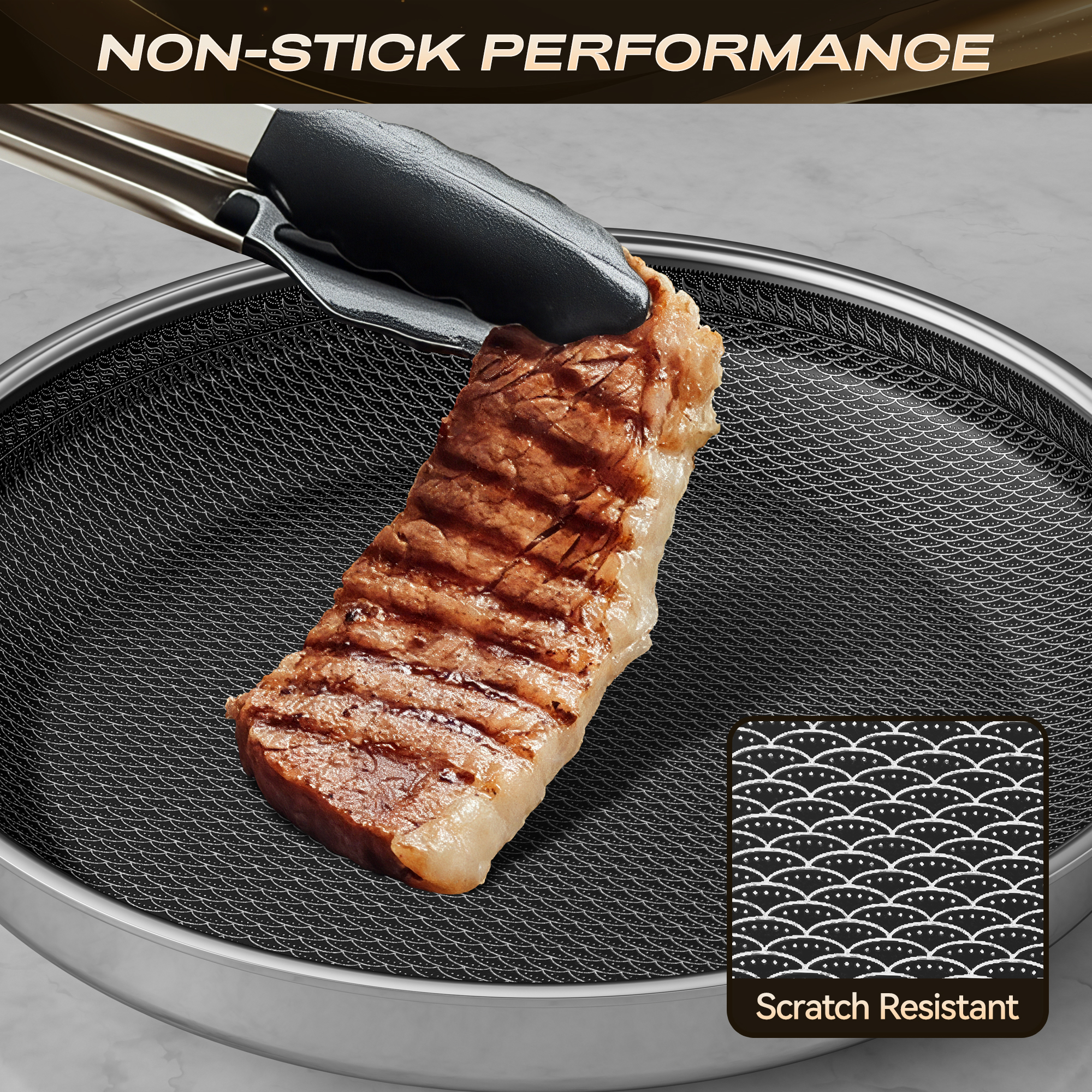 ZEROPAN Non stick Frying Pan Set, Non-Toxic Non-Stick Professional Cookware, Hybrid Nonstick Frying Pan 3 Piece, 8, 10 & 12 Inch Stainless Steel Pans, Stay-Cool Handle,Dishwasher-Friendly,Oven-Safe Up to 500°F, Compatible with All Cooktops