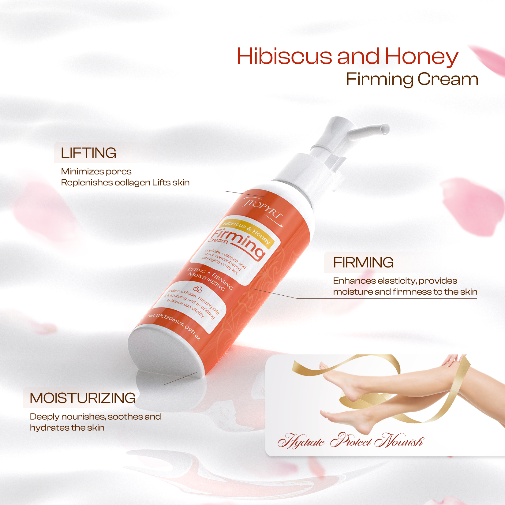 Hibiscus Honey Firming Cream - Contains hydrolyzed collagen honey extract to firm, smooth skin against wrinkles and gently moisturize all skin types