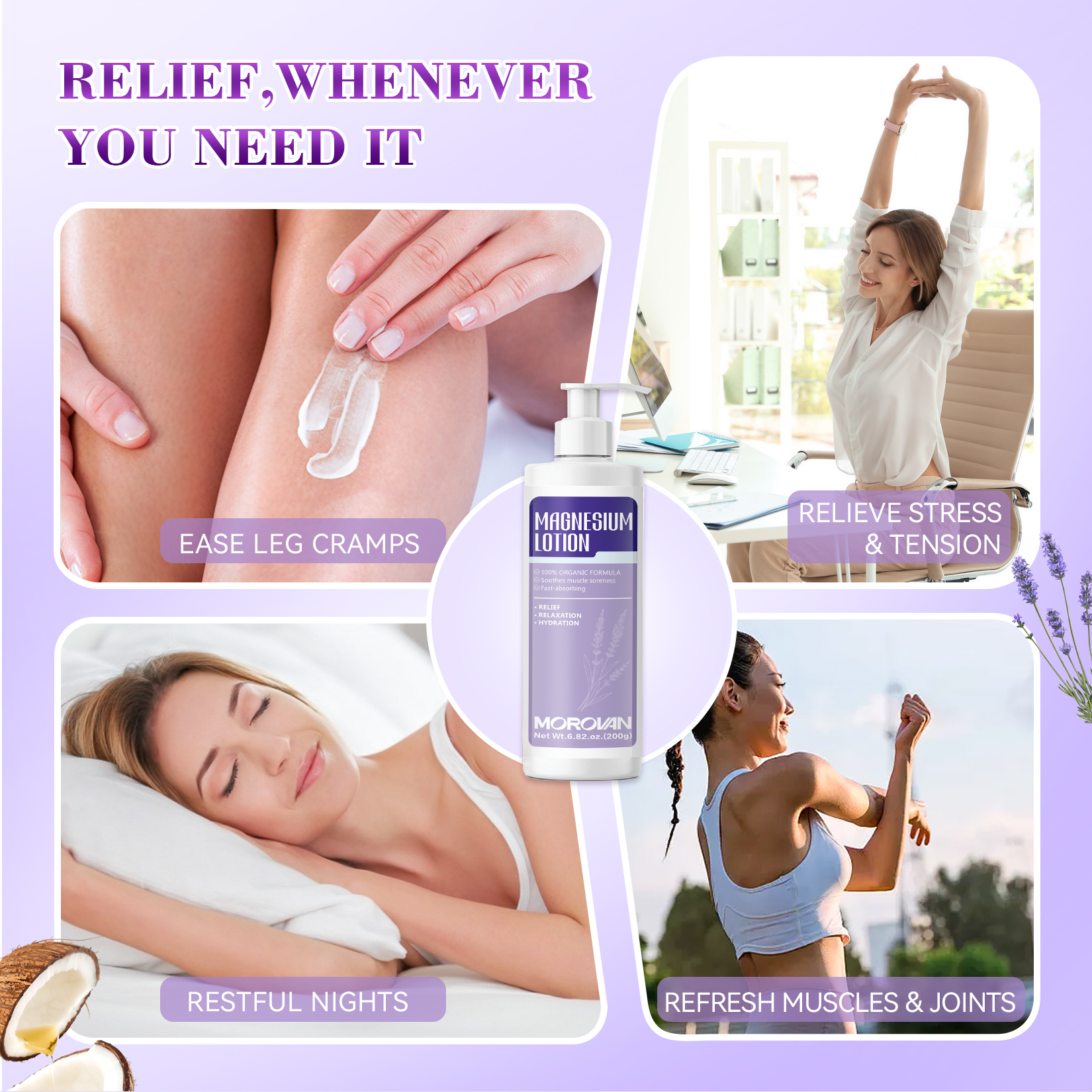 Magnesium Lotion for Better Sleep, Soothes Muscles and Joints Suitable for Sensitive Skin