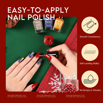 Morovan Christmas Nail Polish Set: Glitter Green Dark Red Black Hot Pink Brown Shimmer Fingernail Polish Kit for Girls