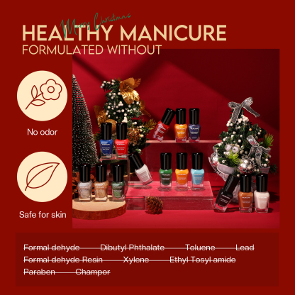 Morovan Christmas Nail Polish Set: Glitter Green Dark Red Black Hot Pink Brown Shimmer Fingernail Polish Kit for Girls