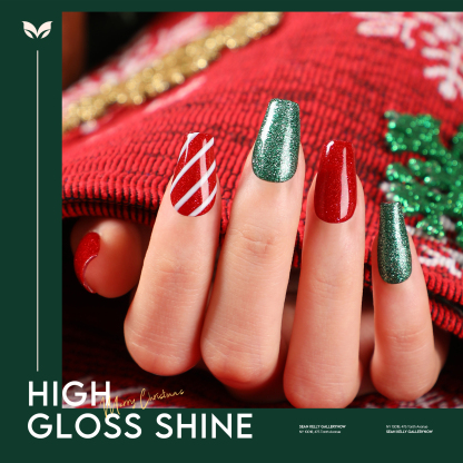 Morovan Christmas Nail Polish Set: Glitter Green Dark Red Black Hot Pink Brown Shimmer Fingernail Polish Kit for Girls