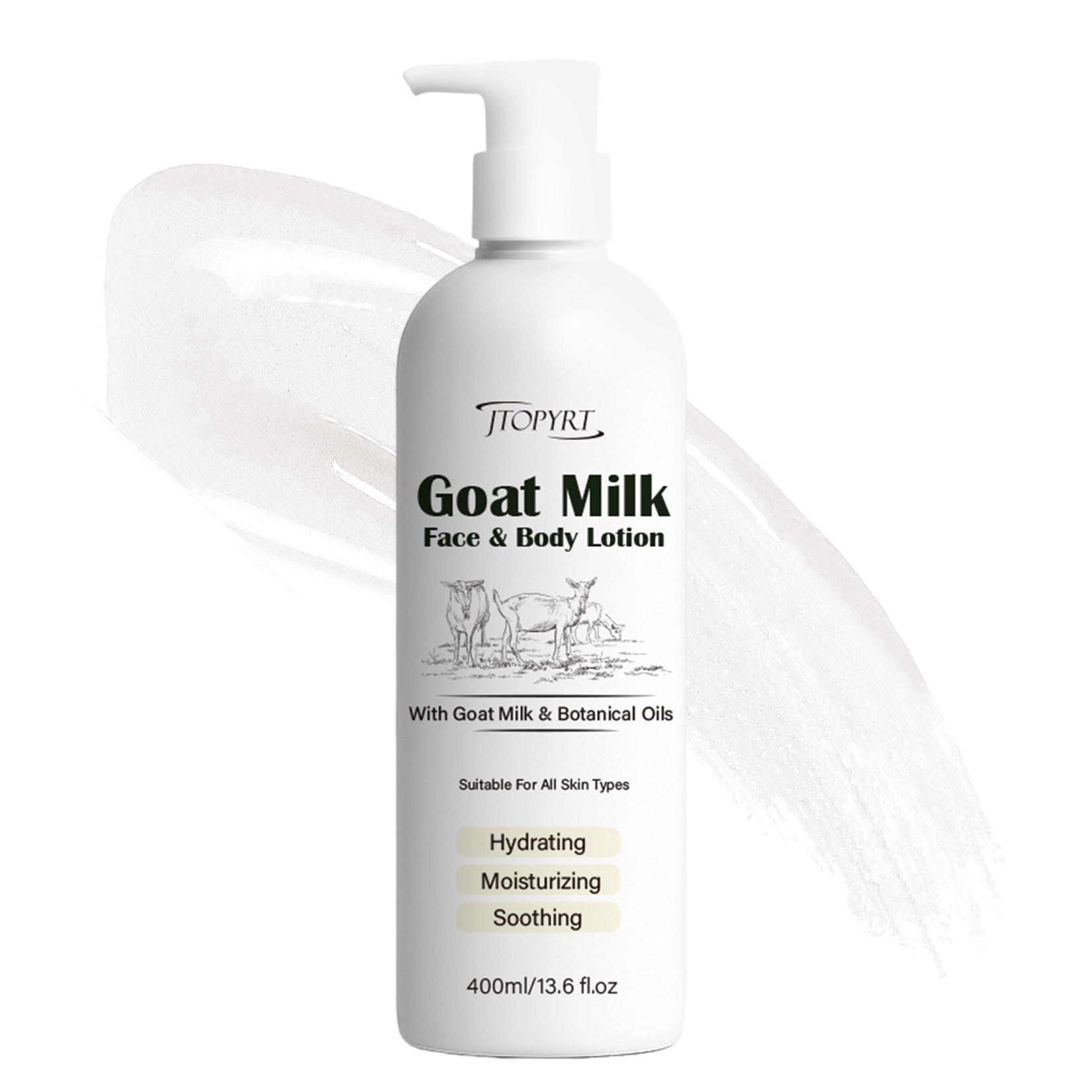Jtopyrt Goat Milk Hand & Body Lotion Nourishing Face, Body & Hand Moisturizer for Dry & Sensitive Skin