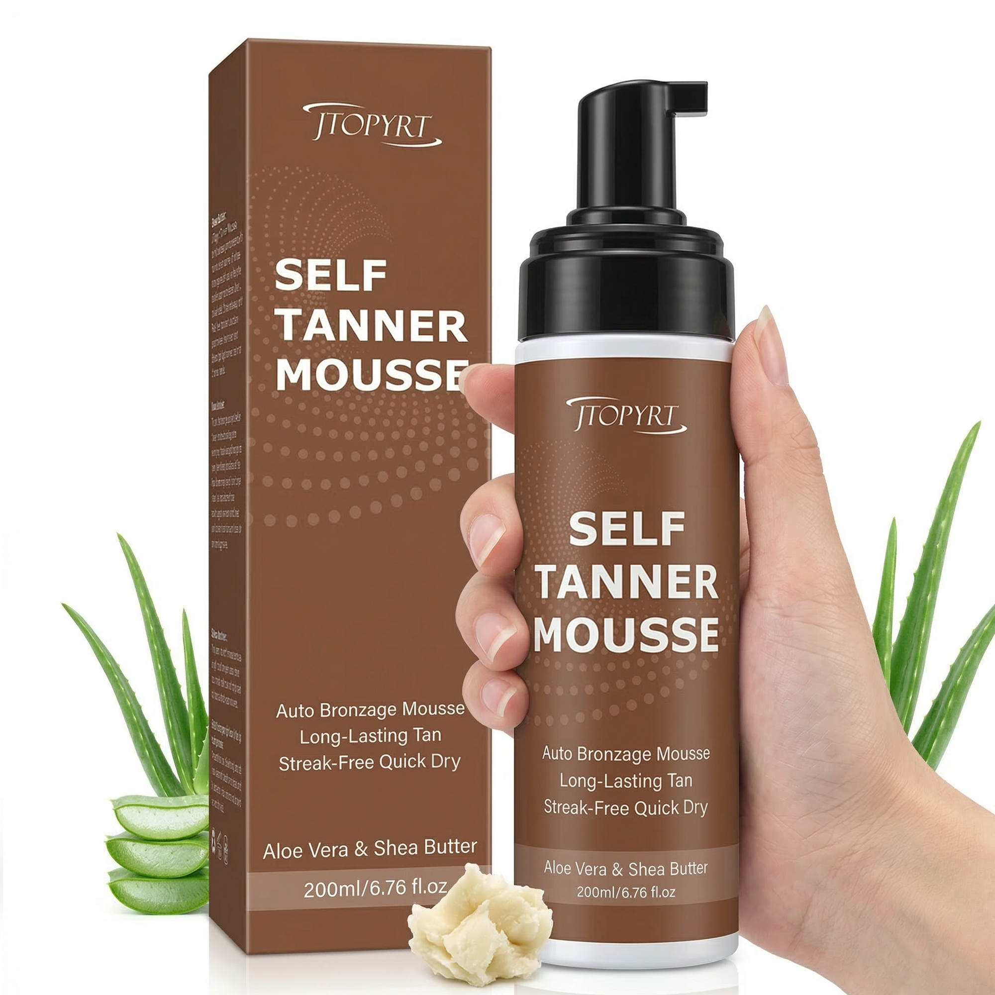 Jtopyrt Self Tanner Mousse Made with Natural and Organic Ingredients Quick Application Foam Easy Sunless Tan For Face and Body