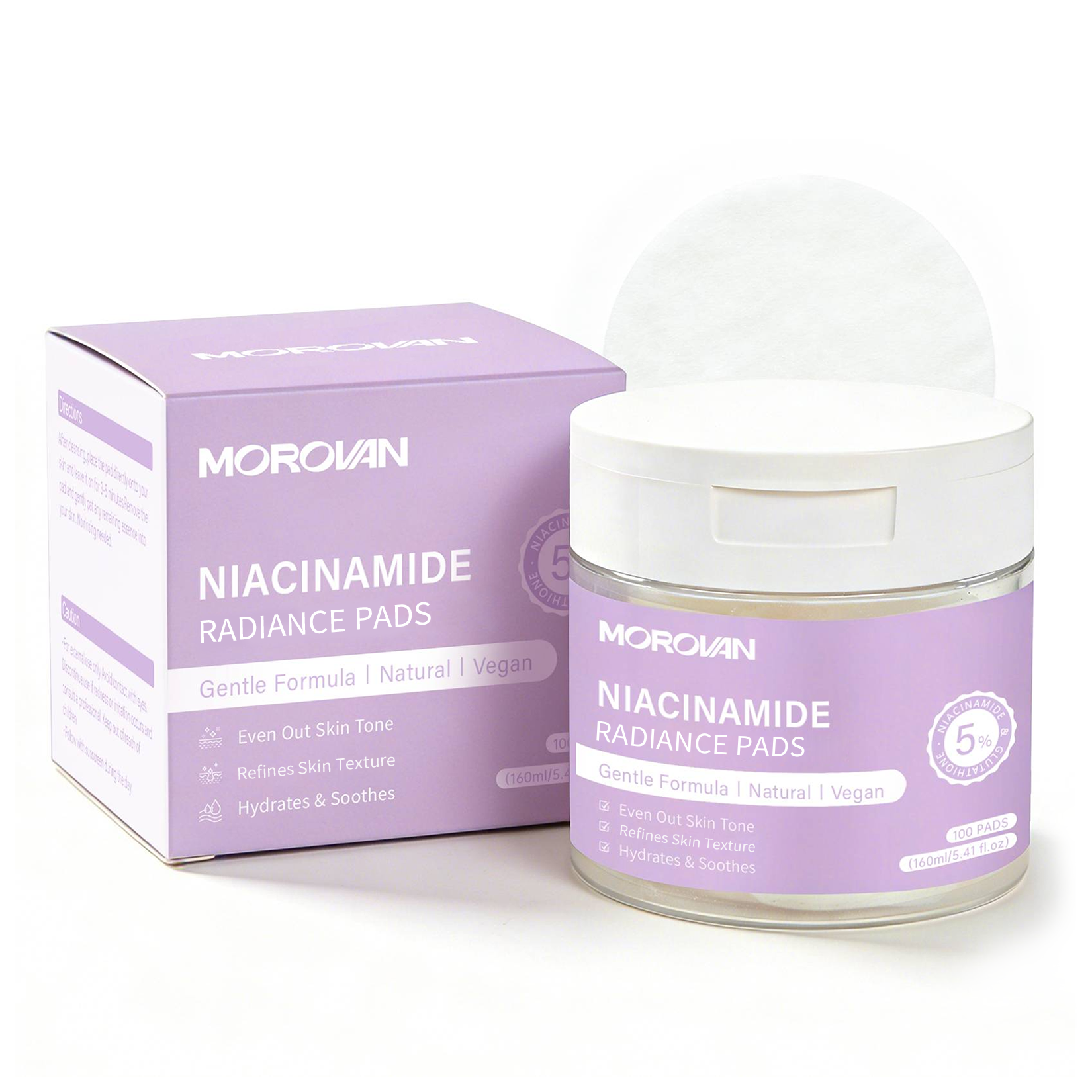 Face Toner Radiance Pads with 5% Niacinamide Supports Smoother Looking Skin 100 Pads