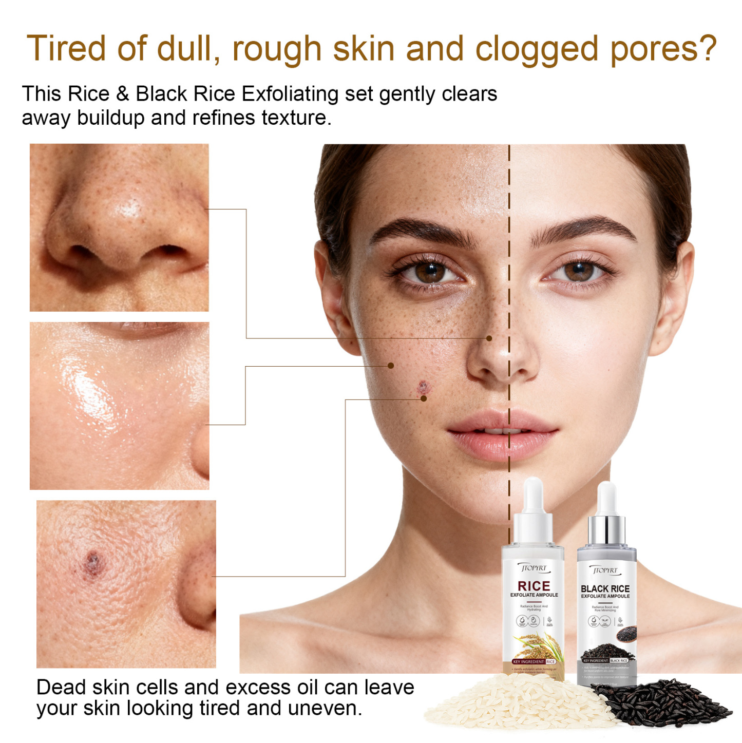 Peel Shot Glow Rice Ampoule Duo Serum | White & Black Rice Peeling Face and Body Scrub with Hyaluronic Acid & Rice Extract | Blackhead Remover, Pore Refining, Dead Skin Cells Remover
