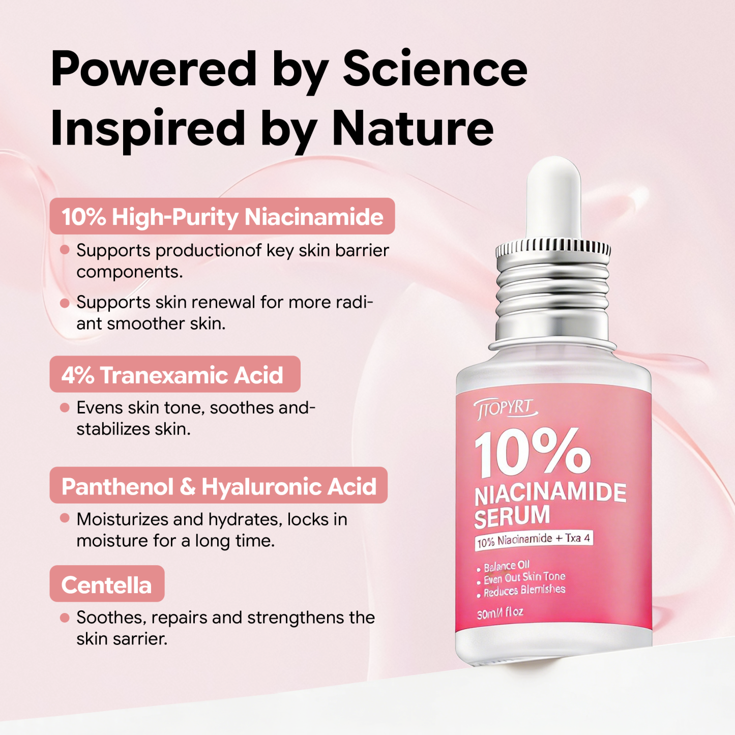 Jtopyrt Niacinamide 10 + TXA 4 Serum Hyperpigmentation, Uneven Skin Tone Corrector for Dull Skin & Fine Lines