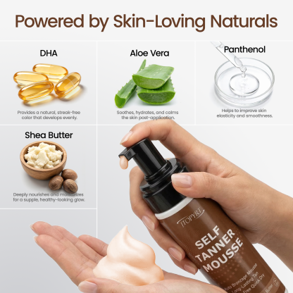 Jtopyrt Self Tanner Mousse Made with Natural and Organic Ingredients Quick Application Foam Easy Sunless Tan For Face and Body