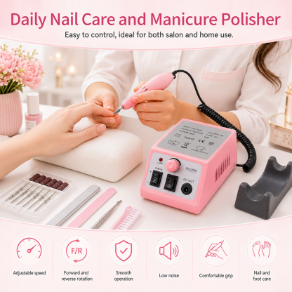 Morovan Professional Nail Drill & File Kit - 6 Premium Bits, 6 Sanding Bands & Stand for Acrylic, Gel Manicure & Pedicure