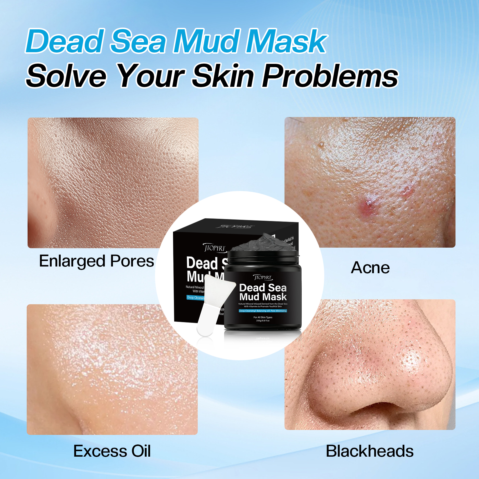 Jtopyrt Dead Sea Mud Mask for Face and Body Face Mask and Body Mud for Acne, Blackheads, and Oily Skin