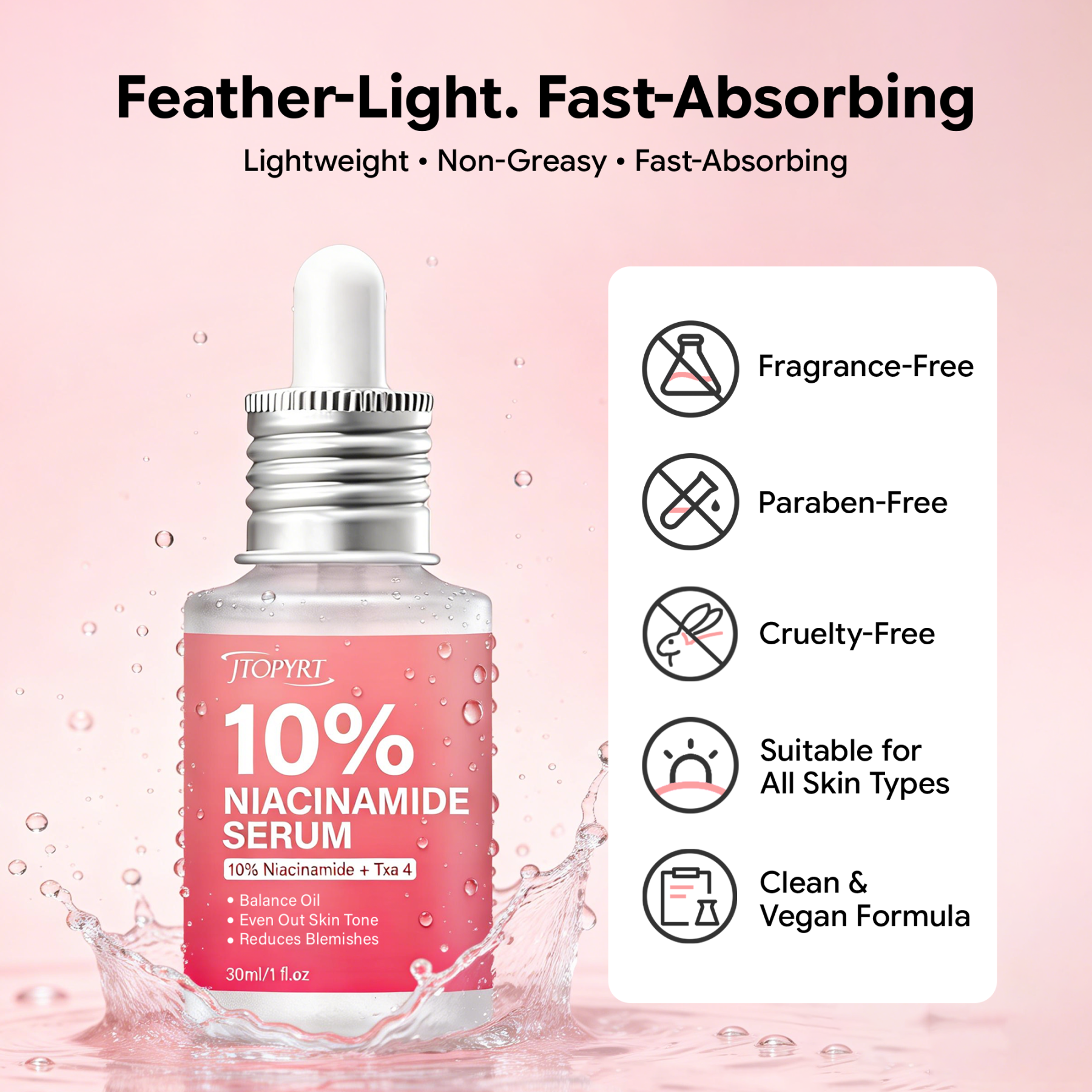 Jtopyrt Niacinamide 10 + TXA 4 Serum Hyperpigmentation, Uneven Skin Tone Corrector for Dull Skin & Fine Lines