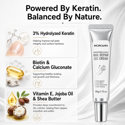 Morovan Nail Repair Gel Cream, Strengthens Nails & Conditions Cuticles, Fast-Absorbing Non-Greasy Formula, 1 fl.oz													