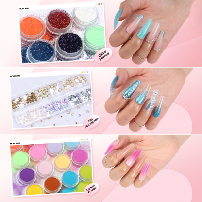 Morovan Acrylic Nail Kit with Drill - Glitter Acrylic Powder Monomer Liquid Set for Beginners