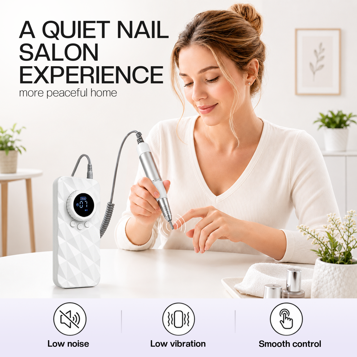 Morovan Professional Electric Nail Drill,Portable, 35000 RPM with Bits, Sanding Bands & USB Cable, Low Noise for Acrylic, Gel & Home Salon Use