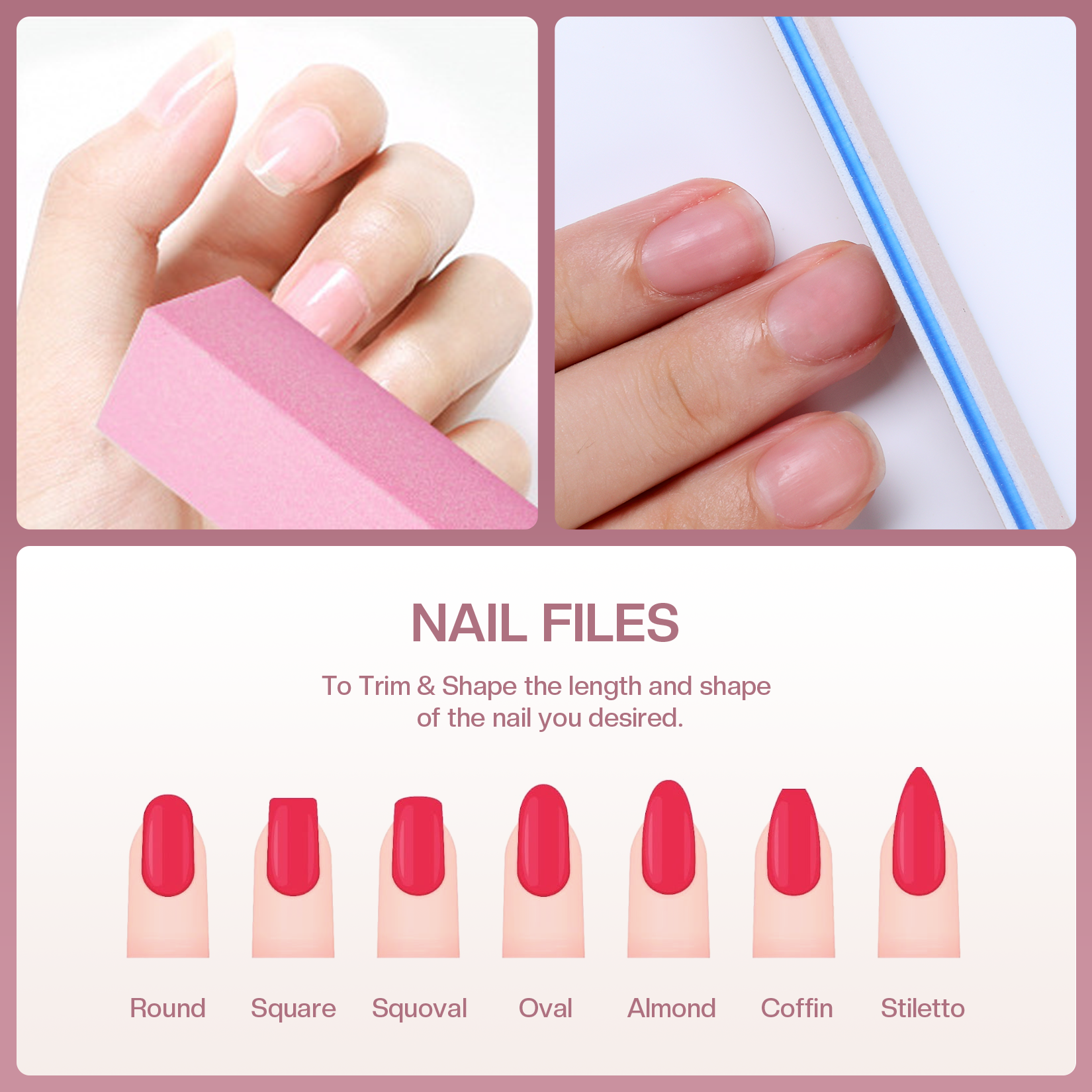 Morovan Nail Files & Buffers Kit - 6PCS 100/180 Grit Files & 6PCS Buffing Blocks Professional Manicure Tools Kit