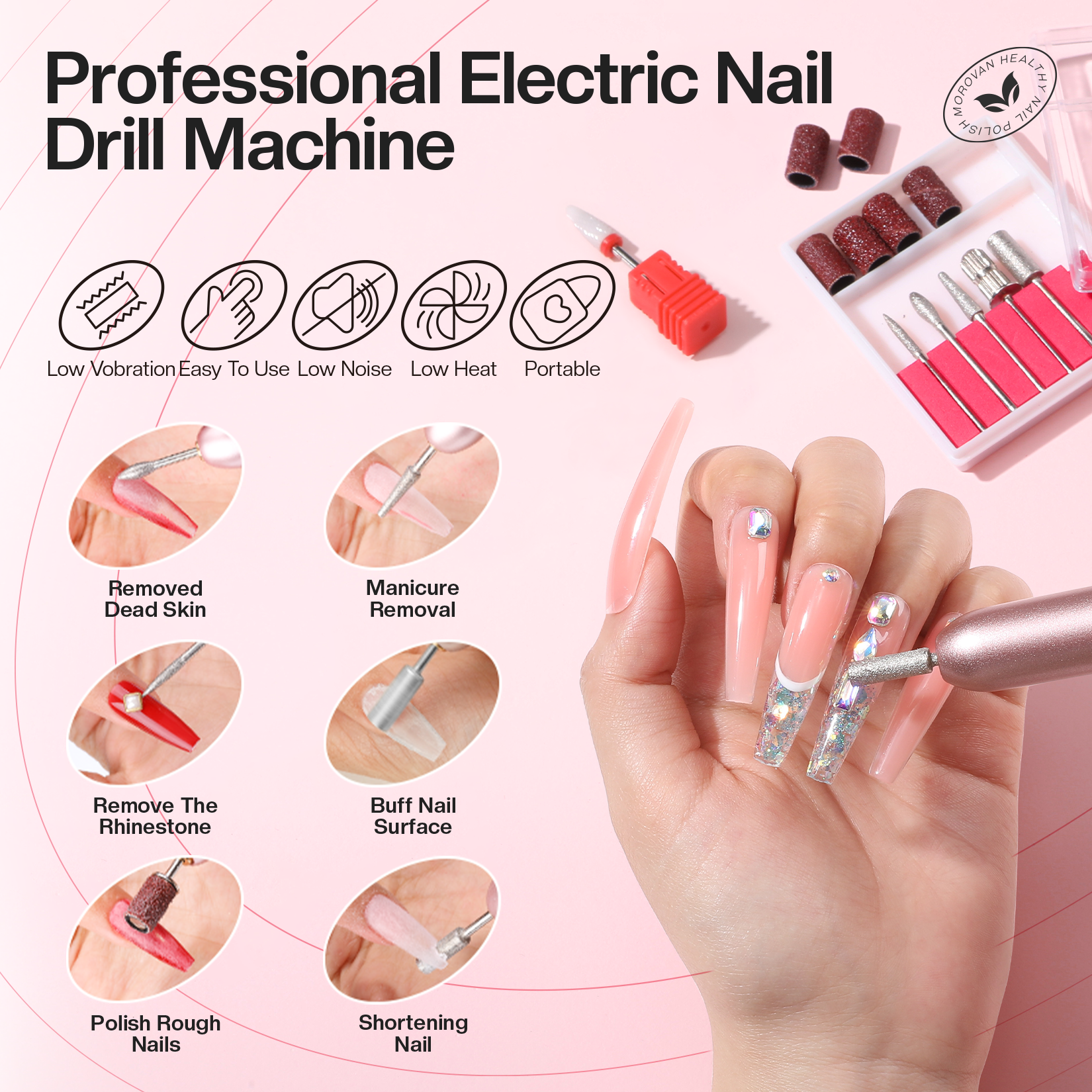 Morovan Acrylic Nail Kit with Drill - Glitter Acrylic Powder Monomer Liquid Set for Beginners