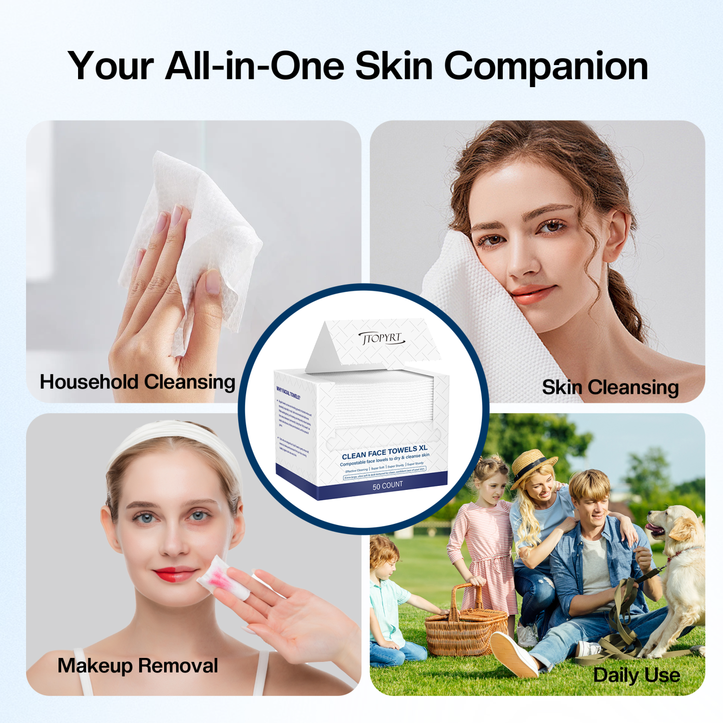 Jtopyrt Dry Wipes for Sensitive Skin Ultra Absorbent Chemical-Free Makeup Remover Wipes