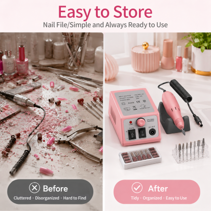 Morovan Professional Nail Drill & File Kit - 6 Premium Bits, 6 Sanding Bands & Stand for Acrylic, Gel Manicure & Pedicure