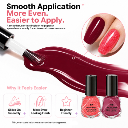 Morovan 8 Colors Nail Polish Set, Classic Red & Glitter Tones, Nude Pink & Milky White Shades, Traditional Nail Polish Kit for Daily & Party Manicure