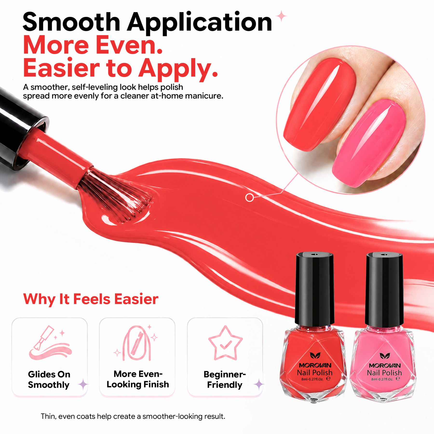 Morovan 8 Colors Classic Nail Polish Set, Black White Red Nude Pink Navy & Wine Red Glossy Nail Polish Kit for Everyday & Occasion Wear