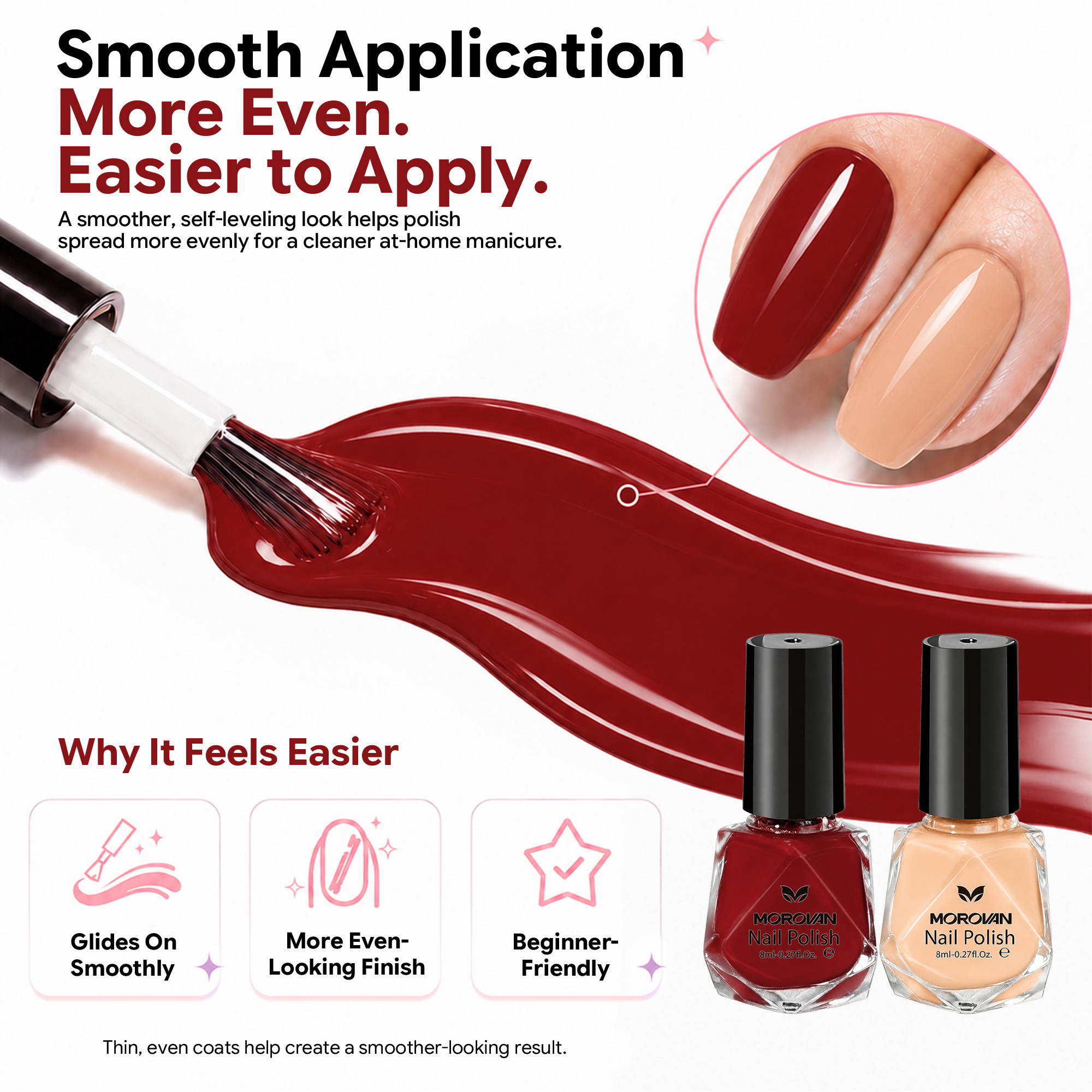 Morovan Nail Polish Set 8 Colors Neutral Nude Pink, Spring Summer Quick Dry Manicure Kit, DIY Nail Art for Home & Salon, Perfect Gift for Women & Girls