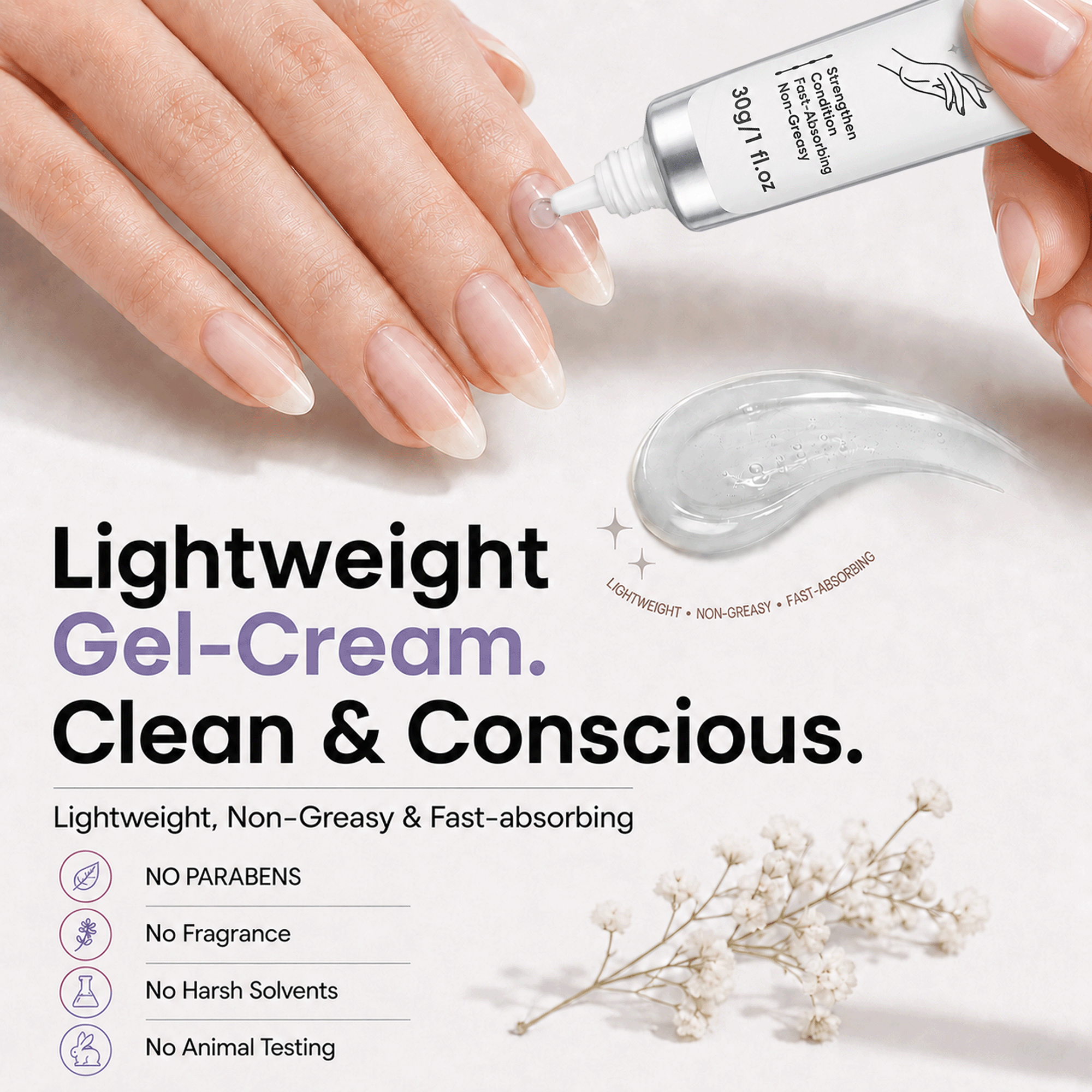 Morovan Nail Repair Gel Cream, Strengthens Nails & Conditions Cuticles, Fast-Absorbing Non-Greasy Formula, 1 fl.oz													