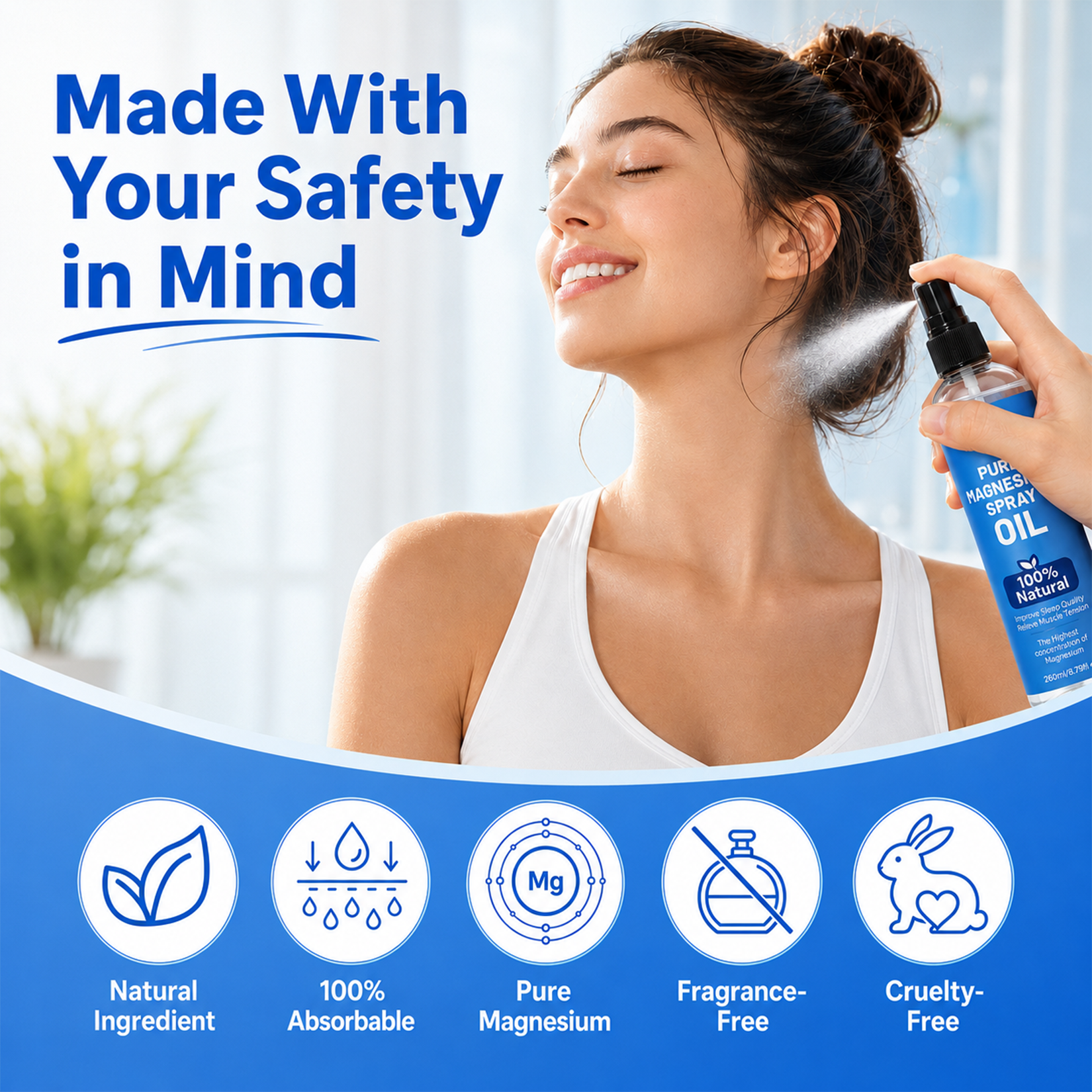 Jtopyrt Magnesium Oil Spray for Relaxing Rejuvenating Muscles and Joints 260ml 8.79 fl oz