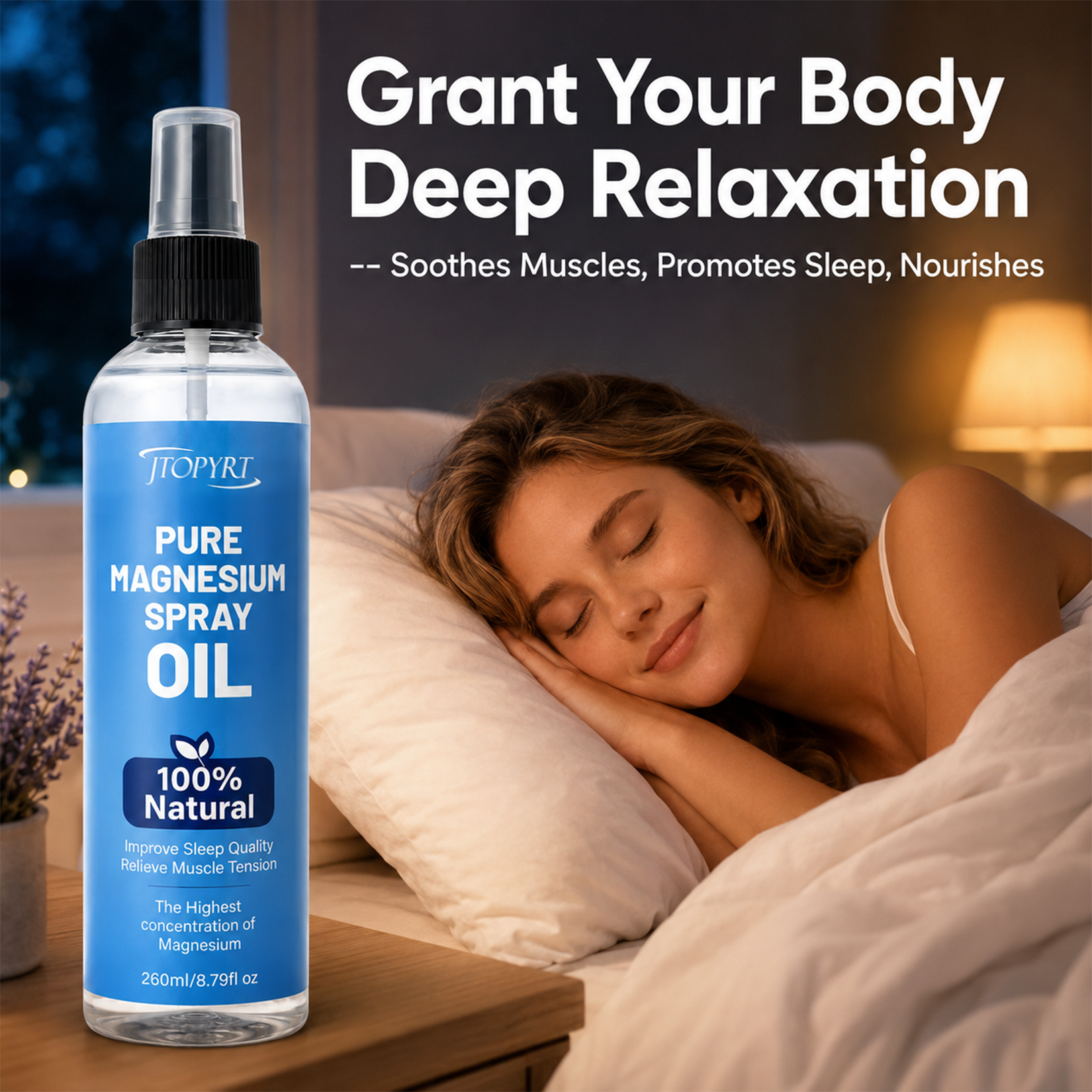 Jtopyrt Magnesium Oil Spray for Relaxing Rejuvenating Muscles and Joints 260ml 8.79 fl oz