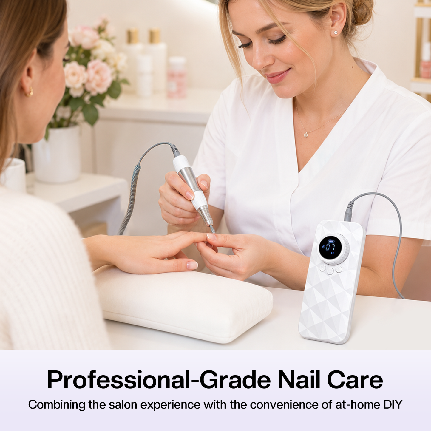 Morovan Professional Electric Nail Drill,Portable, 35000 RPM with Bits, Sanding Bands & USB Cable, Low Noise for Acrylic, Gel & Home Salon Use