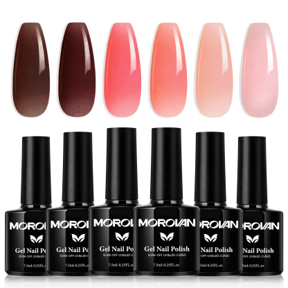 Morovan gel nail polish starter kit -6 colors, salon grade DIY nail enhancement kit