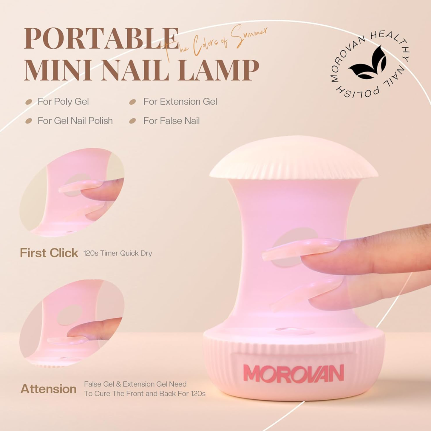 Morovan Mini Light For Gel Nails, Small Nail Light, Eggshell LED Nail Lamp, USB Nail Dryer for Fast Curing, Pink