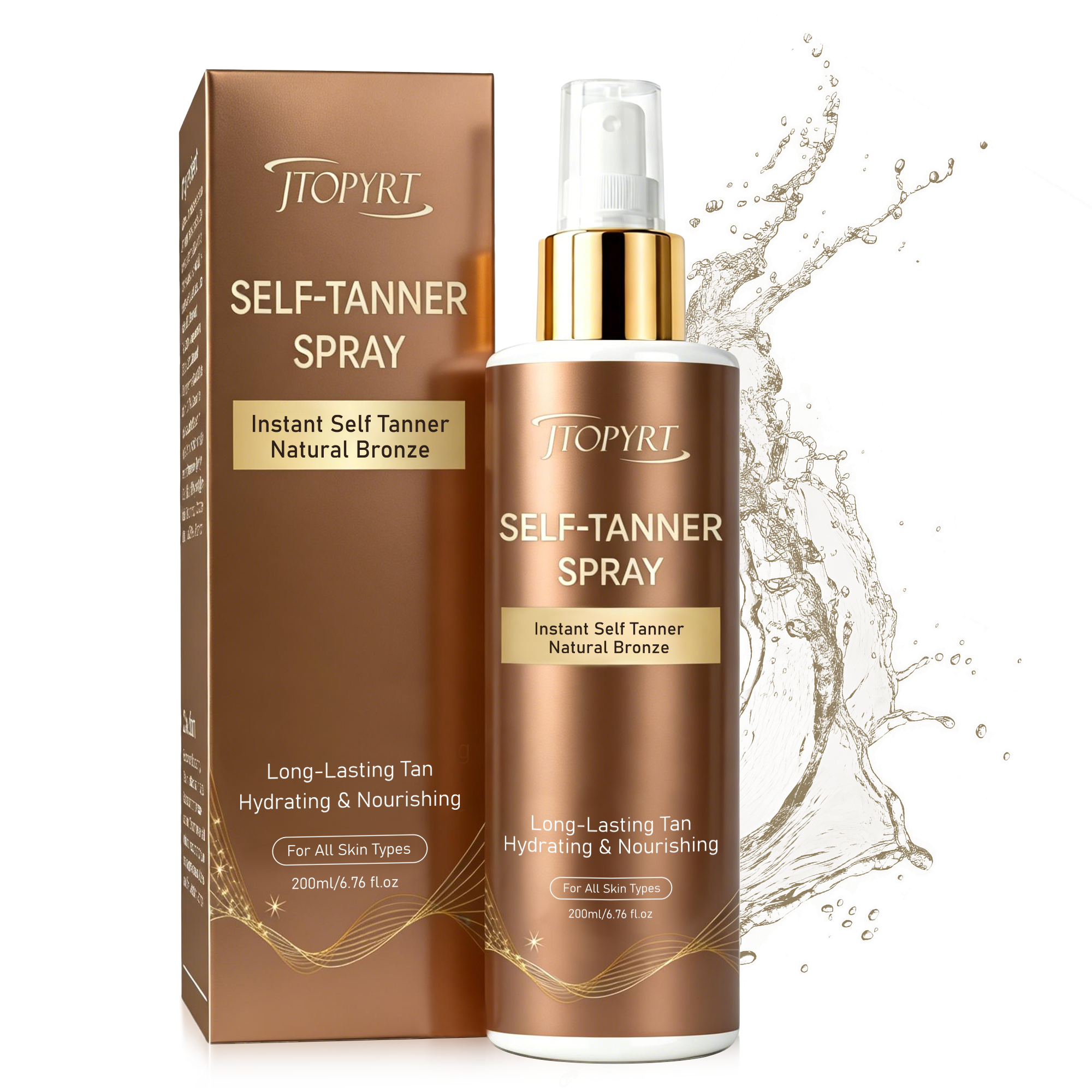 Jtopyrt Self Tanner Spray Mess and Streak Free with Natural Ingredients for Long Lasting Tan at Home for All Skin Type