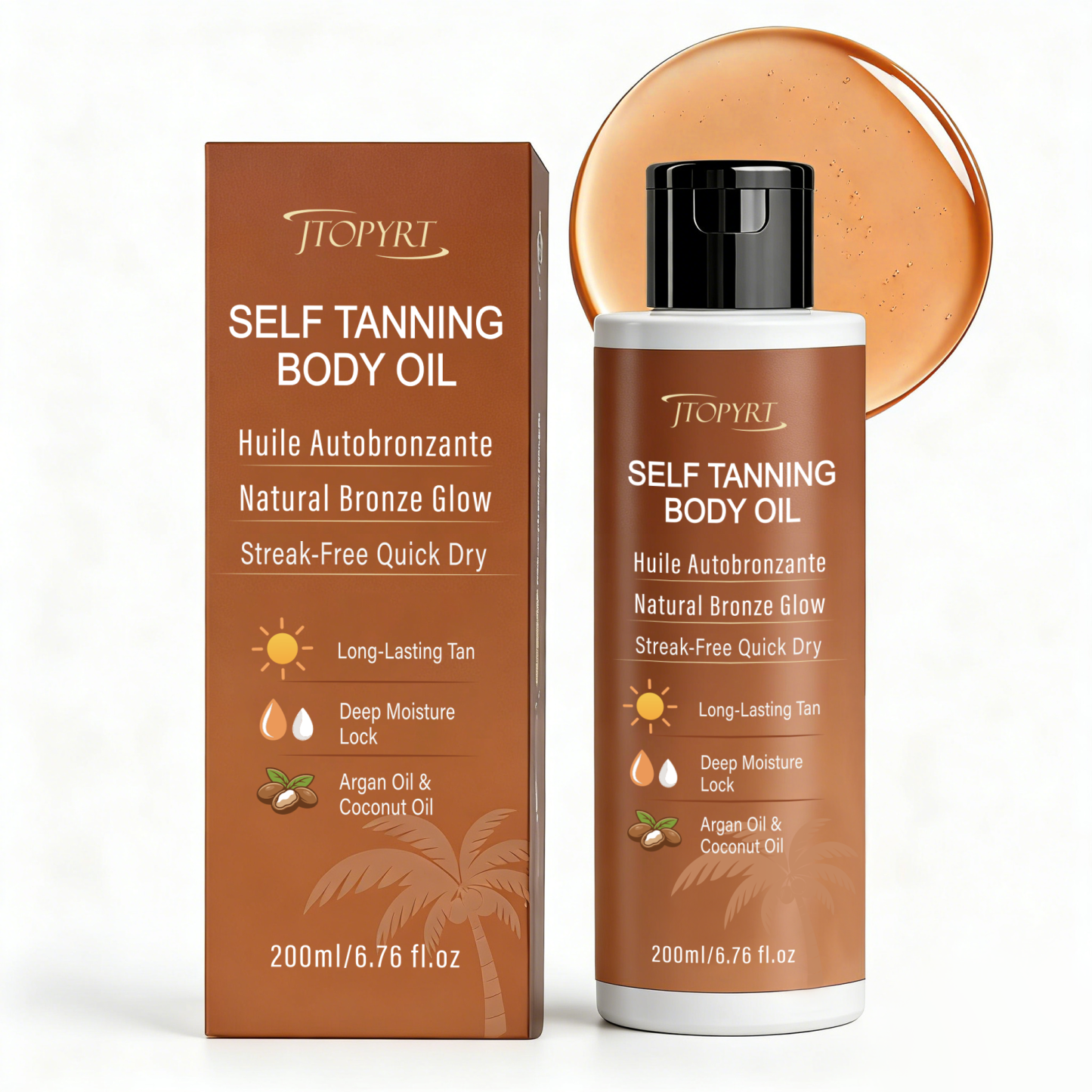 Jtopyrt Self Tanning body oil for A Long-Lasting Natural Bronze Glow for Face and Body