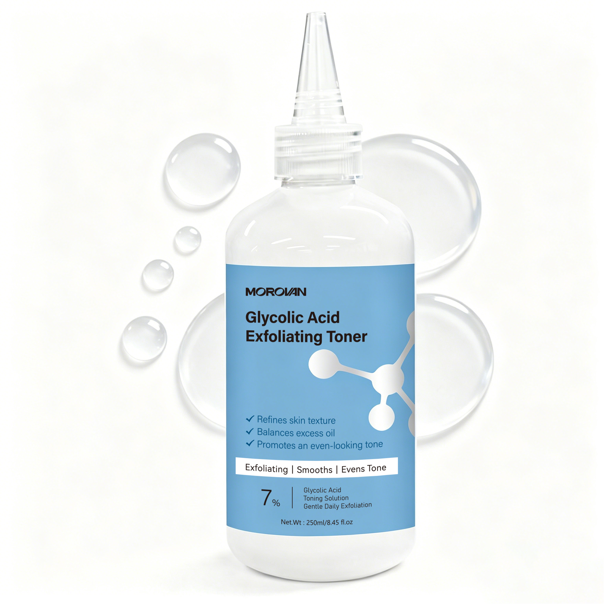 Glycolic Acid Toner Solution Exfoliating Face Toner for Dark Spots Uneven Skin 8.45 fl oz
