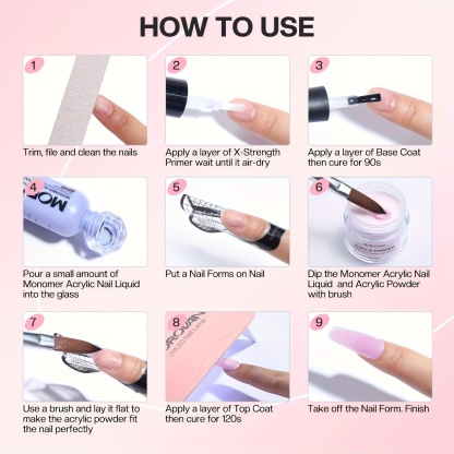 Morovan Acrylic Nail Kit: Clear Pink White Powder and Professional Liquid Set for Nail Extension