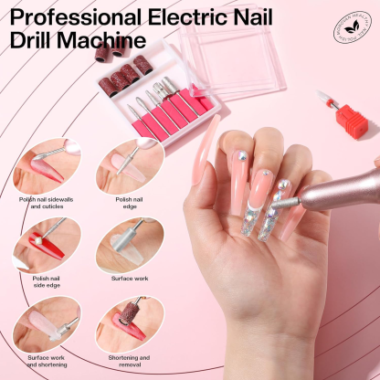 Morovan Professional Electric Nail Drill Machine Kit for Acrylic Gel Dip Powder with Nail Drill Bits Sanding Bands