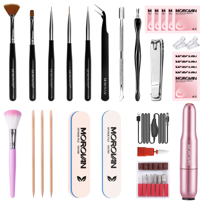 Morovan Professional Electric Nail Drill Machine Kit for Acrylic Gel Dip Powder with Nail Drill Bits Sanding Bands