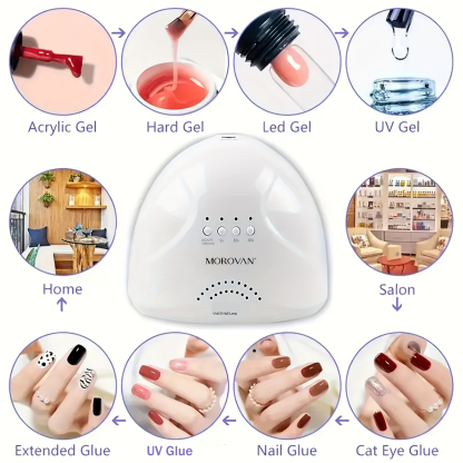 Morovan LED Nail Light - Ultraviolet Lamp Tube for Nail Polish, Ultraviolet Drying Device with 4 Timers and Automatic Sensor LCD Display