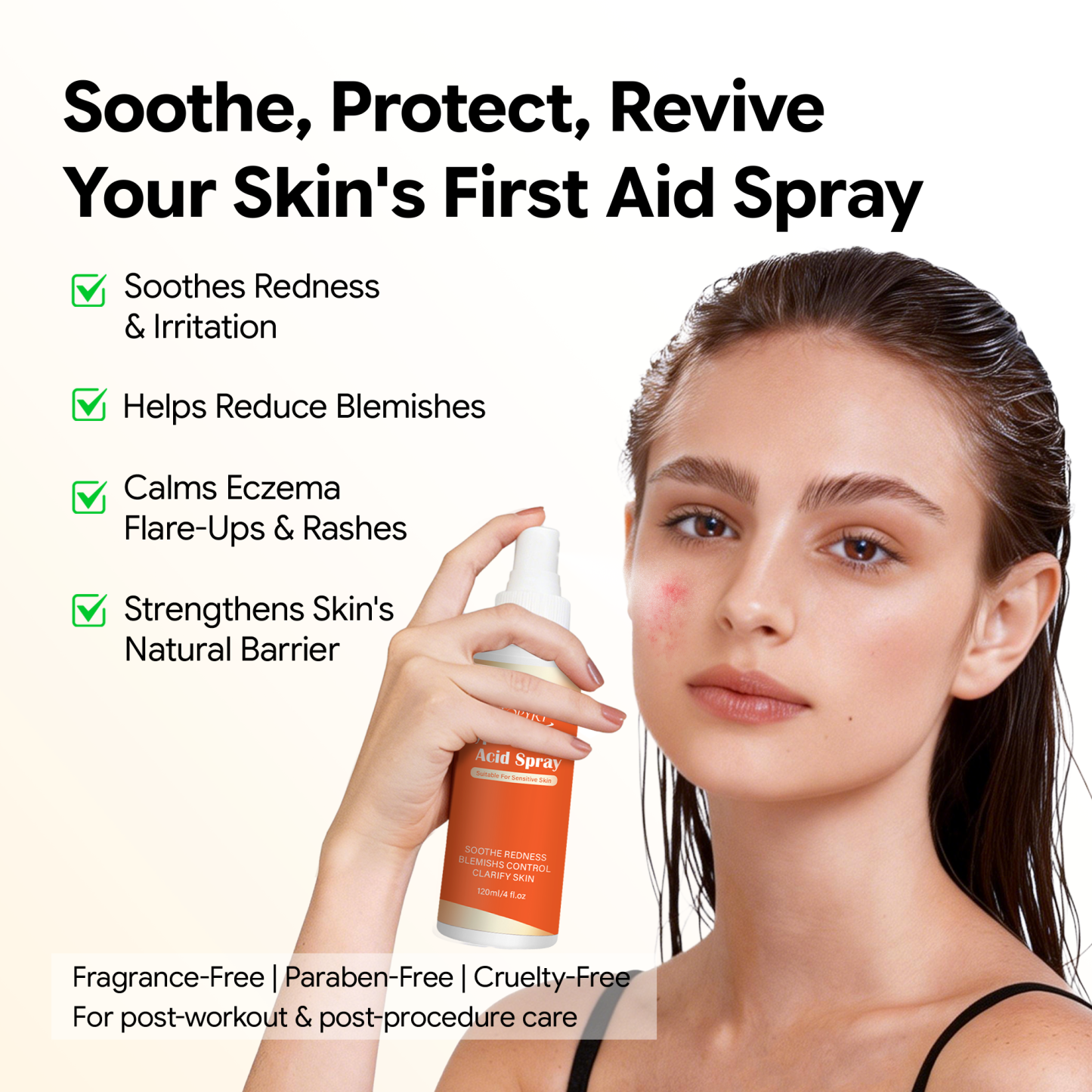 Jtopyrt Daily Rescue Facial Spray for Sensitive Skin Hypochlorous Acid Formula Helps Calm Redness & Blemishes 120ml
