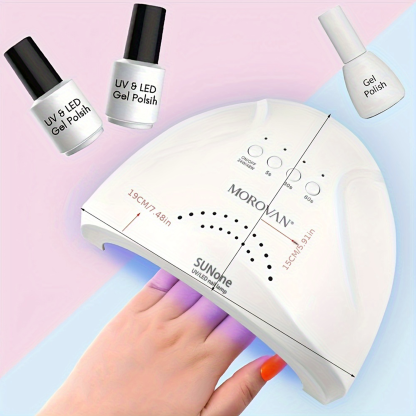 Morovan LED Nail Light - Ultraviolet Lamp Tube for Nail Polish, Ultraviolet Drying Device with 4 Timers and Automatic Sensor LCD Display