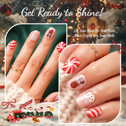 Morovan Christmas Press on Nails Snowflake Fake Nails Short Square Red Solid Color Glue on Nails for Women DIY