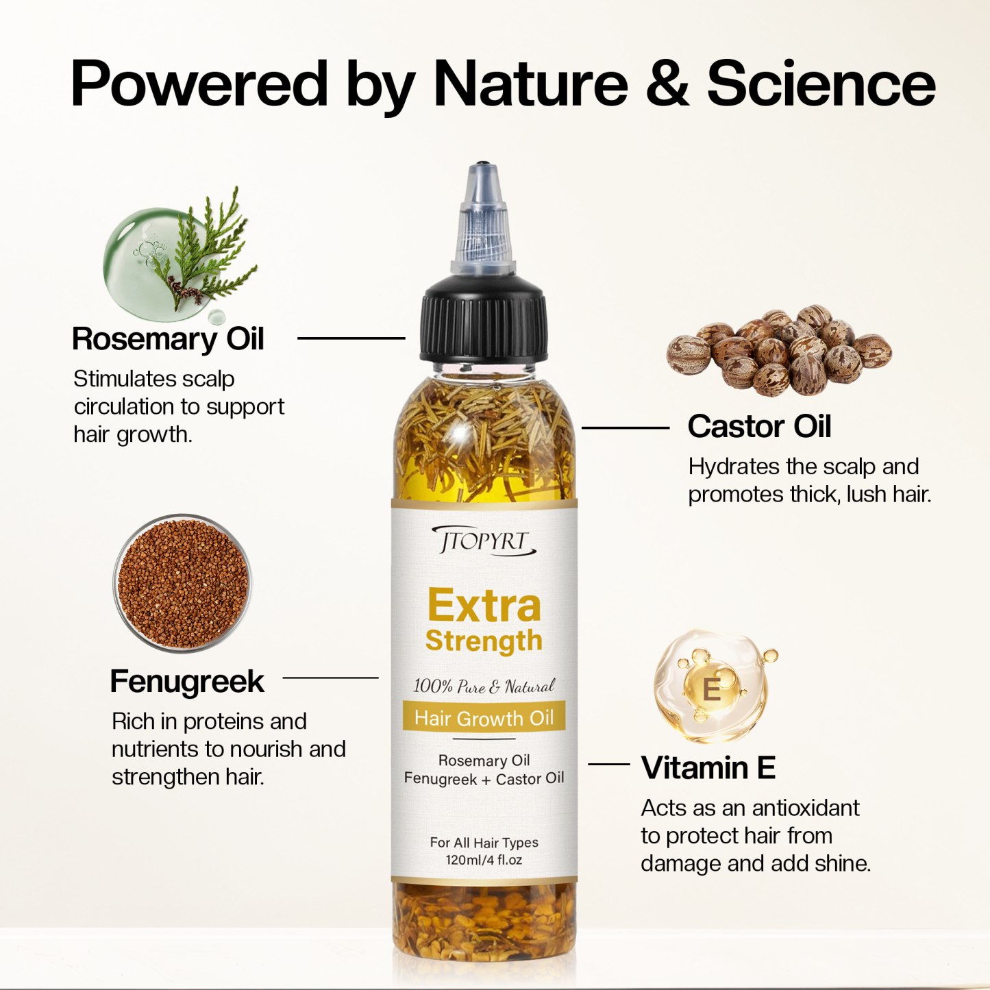 Jtopyrt Rosemary Oil for Hair Skin and Nails for women 120ml