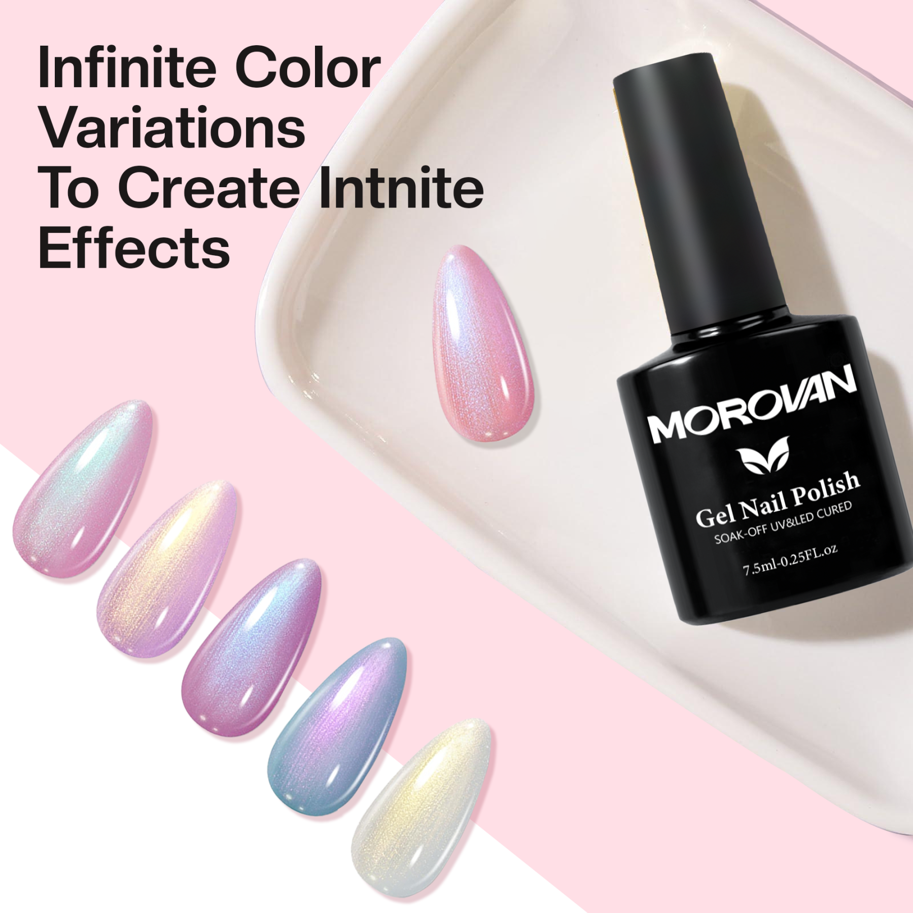 Morovan 6 Colors Pink Purple Shimmer Gel Nail Polish Kit - Long Lasting Glitter Gel Polish Set for Salon Quality Manicure at Home