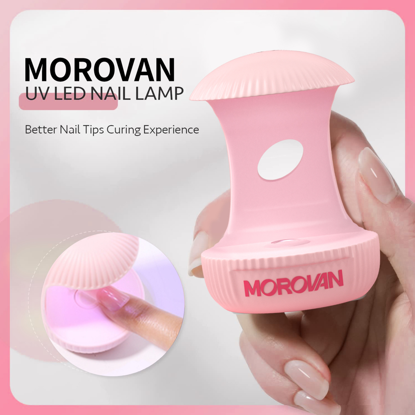 Morovan Mini Light For Gel Nails, Small Nail Light, Eggshell LED Nail Lamp, USB Nail Dryer for Fast Curing, Pink