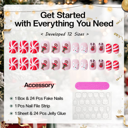 Morovan Christmas Press on Nails Snowflake Fake Nails Short Square Red Solid Color Glue on Nails for Women DIY