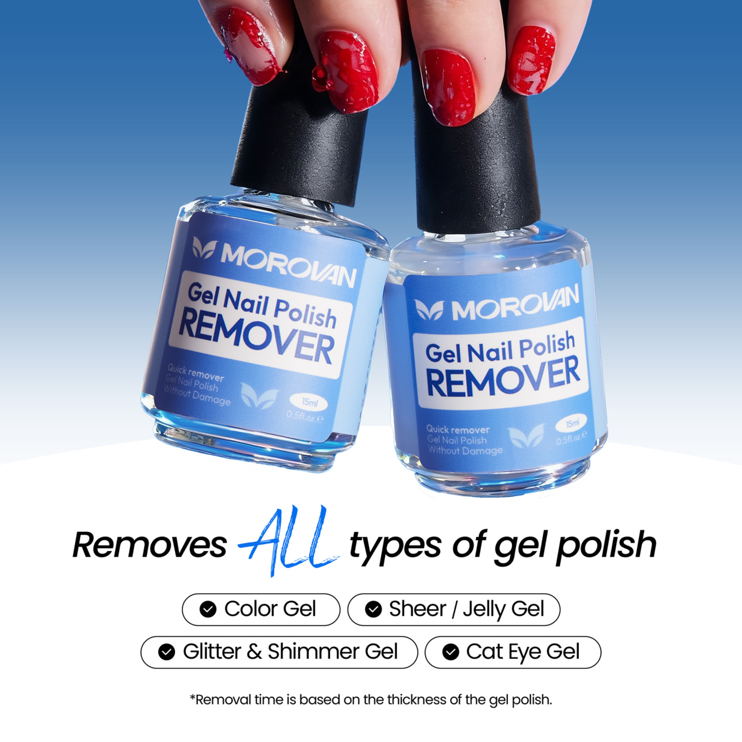 Morovan Gel Nail Polish Remover,Gel Remover for Nails No Need to Soak or Wrap, Quickly Remove Nail Polish in 3-5 Minutes, Professional Nail Remover Kit