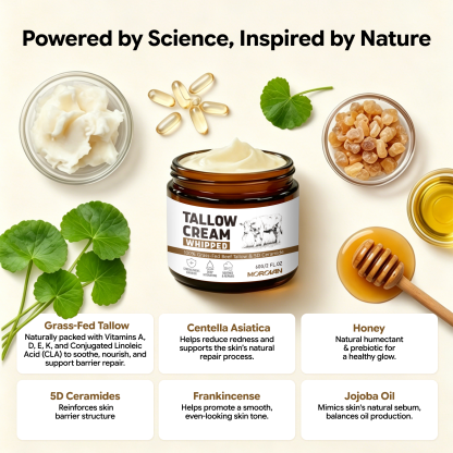 Morovan Face Moisturizer Whipped Beef Tallow Cream 5D Ceramide Daily Skincare Face Sensitive Skin 2 fl oz